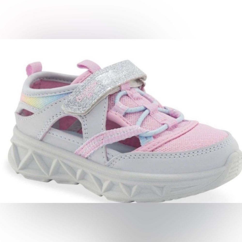 Oshkosh Toddler Girls Sparkling Pink & Gray Sandals Size 5T New With Tags!